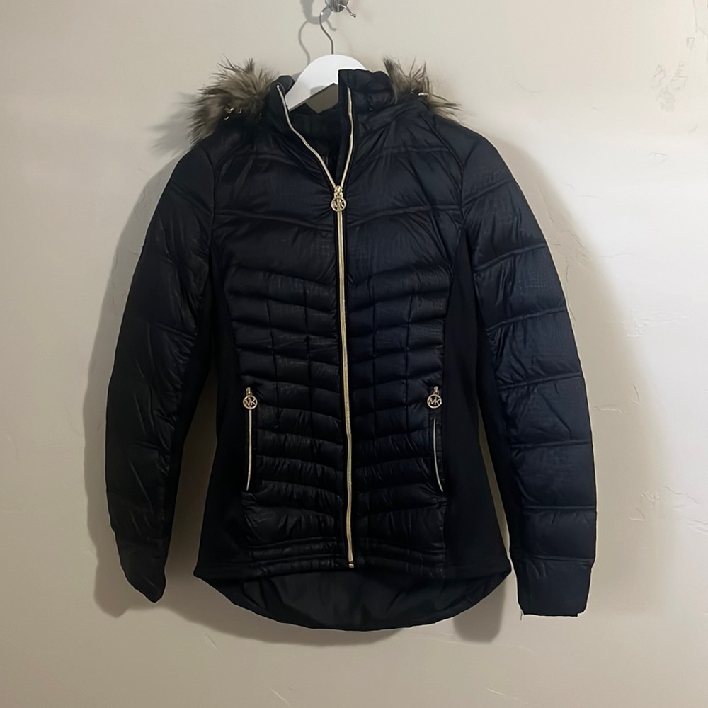 Michael Kors coat with faux fur hood
